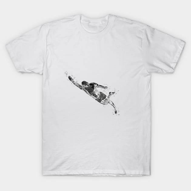 Swimmer Diving in Water T-Shirt by RosaliArt